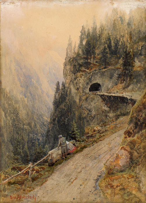 hiker in the swiss alps